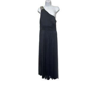 JS Boutique Formal Dress One Shoulder Navy Blue with Beaded Strap Womans 14